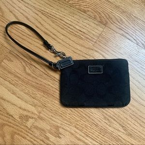 Black Coach Wristlet in Signature Canvas